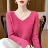 Suéter de Lana de una Sola Pieza sin Costuras para Mujer, Cuello en V Estilo Coreano Suéter Base de Lana Holgado, Suéter Cálido Versátil para Mujer al por Mayor