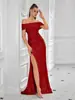 Vestido de noche de comercio exterior transfronterizo con lentejuelas, sin hombros, corte ajustado, abertura alta, cola de pez, vestido largo para banquetes y reuniones anuales