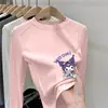 Camiseta Térmica Base Infantil Kuromi 2025 Inverno Nova Moda Top Espesso de Gola Redonda para Bebês
