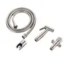 Set de Pistola de Rociado de Acero Inoxidable, Gancho para Tubería de Ducha, Base Perforada, Válvula de Ángulo con una Entrada y Dos Salidas, Manguera de Resorte para Inodoro, Salida Dual de Agua