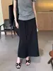 Saia Midi Slim A-Line Atacado, Saia de Tencel Leve e Fluida para Mulheres, Saia Reta de Cintura Ajustável para o Verão