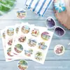 Hk096-T Pegatinas Redondas Decorativas de Acuarela de Verano, Pegatinas Selladoras Autoadhesivas para Sobres de Tarjetas de Felicitación, Pegatinas Decorativas de Costa