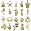 Kit de material para pulsera con colgantes hechos a mano DIY, colgantes de aleación oceánica de concha, estrella de mar, caracola, oro KC mixto