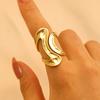 Anillo transfronterizo de acero inoxidable con oro real de 18 quilates de Europa y Estados Unidos para mujer, con sentido de alto nivel, combinación de colores, gota de color, lava, anillo geométrico
