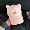 Boné de Baseball com Bordado de Letras e Orelhas de Gato para Mulheres, Chapéu Estilo Doce Japonês com Aba Larga, Boné Bico de Pato Emagrecedor, Tendência