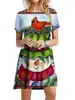 Interesante Muñeco de Nieve Navideño 2024 Comercio Exterior Transfronterizo Nueva Moda Lindo Estilo Navideño Holgado Casual Manga Corta