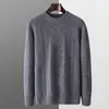 Suéter de Caxemira Outono e Inverno para Homens, Gola Redonda, Padrão Torcido no Corpo Inteiro, Suéter de Lã, Suéter de Malha Grossa Sete Fios, Blusa de Manga Longa