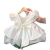 Vestido de Cumpleaños para Niña de Un Año, Vestido de Dama de Boda, Nuevo Estilo Verano 2026, Vestido Sencillo de Princesa con Mangas Abullonadas para Uso Diario