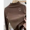 Camiseta de Manga Larga de Felpa para Niñas, Capa Base para Otoño e Invierno, Tallas Mediana a Grande para Niños, Cuello Alto, Cálida, Top con Adorno de Volantes