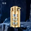 Isqueiro a Gás Transparente Retrô com Câmara Transparente, Clássico Vintage à Prova de Vento Criativo com Chama Aberta