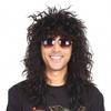Peluca punk rock AliExpress negra cabello largo rizado comercio exterior para hombre cabello largo esponjoso fibra química tocado fábrica mayoreo