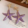 Pendientes de gota de aceite de aguja de plata con forma de estrella de mar Estilo festivo Personalidad Retro Europea y Americana Temperamento Pendientes de botón Lujo ligero Sensación de alta gama Adornos para las orejas