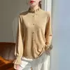 Blusa Base Elegante com Gola de Renda para Mulheres Toque de Luxo Blusa de Tricô Meia-Gola para Mulheres Outono/Inverno Novo Suéter Jacquard Casual para Mulheres
