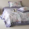 Juego de Cuatro Piezas de Colcha de Verano Estilo Lujo Ligero Lyocell Tencel, Colcha para Aire Acondicionado Lavable a Máquina, Fresca y Sedosa para Dormir Desnudo, Colcha Refrigerante de Verano