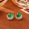 Pendientes de botón de Ágata Colorida Microincrustados con Circonita Frescos Dulces Dopamina Exquisitos Modernos Pendientes Accesorios Elegantes de Gama Alta