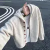 Cardigan com capuz cor aveia cleanfit masculino outono malha grossa solto casual jaqueta de casal