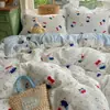 Juego de Ropa de Cama de Encaje Crema Estilo Japonés 2026 para Niñas, Sábana y Funda de Edredón Estilo Coreano, Juego de Tres Piezas para Dormitorio