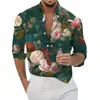 Camisa Estampada Abstrata com Arte Degradê Nova 2024 Para o Dia a Dia Primavera Verão Camisa de Manga Longa Dobrável