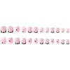 Uñas Postizas Francesas con Forma de Corazón para el Día de San Valentín, Estilo Ins Europeo y Americano, Uñas Postizas Falsas de 24 Piezas al por Mayor