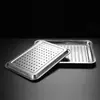 Bandeja Rectangular Plana Perforada de Acero Inoxidable Grado Alimenticio 304 del Fabricante, Bandeja para Cocer Arroz al Vapor, Plato para Escurrir Aceite de Cantina