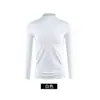 Camiseta de algodão de manga comprida versátil masculina gola alta parcial top interno outono fino elástico branco puro camisa básica