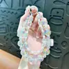 Cadena Doble de Cristal con Cuentas Transparentes Colgante de Estrella de Cinco Puntas Cadena para Teléfono Móvil Llavero Exquisito Accesorio para Bolsa Pequeño Regalo