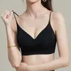 Sujetador líquido de base invisible sin costuras con tirantes finos, espalda alta en U fina para mujer, sensación fresca de piel de hielo, sujetador de copa fija
