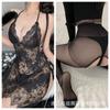 Camisola Sexy de Renda para Mulheres, Lingerie Transparente de Verão Plus Size, Sedutor Vestido de Renda com Fenda