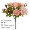 Flor artificial de peonía con núcleo de hortensia retro europea, ramo de simulación, venta al por mayor, decoración de escalera de boda, flor artificial, flor de seda