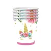 Platos de Papel Desechables con Tema de Unicornio de Dibujos Animados, Vasos de Papel, Servilletas de Papel, Vajilla, Suministros para Decoración de Fiesta de Cumpleaños