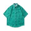 Una nueva camisa pastoral de verano cálida con flores de plantas hawaiana de manga corta camisa casual de vacaciones