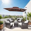 Sombrilla de sol para exteriores para patio de villa, uso recreativo, impermeable y a prueba de sol, sombrilla grande con postes grandes de 10 CM, estilo romano de recogida hacia adentro