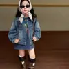 Chaqueta Vaquera Vintage para Niñas, Chaqueta Casual de Moda Estilo Coreano para Niños Primavera y Otoño, Abrigo de Mezclilla para la Vuelta a Clases