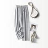 Calça Banana Cinza para Mulheres, Calça Reta Fluida, Cintura Alta, Valoriza Figuras Baixas, Calça com Cordão, Calça Nuvem