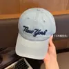 Boné de Baseball Jeans Lavado com Bordado de Letra Estilo Coreano Unissex Versátil para Todas as Estações Boné Bico de Pato Faz o Rosto Parecer Menor Chapéu de Proteção Solar Tendência