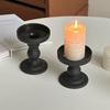 Candelabro de columna romana negra vintage, adorno de vidrio, portavelas para aromaterapia, decoración de ambientes para mesa de comedor en estilo francés.