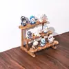 Soporte de Exhibición de Figuras de Madera, Estante de Almacenamiento Multicapa Tipo Escalón, Moderno Soporte de Exhibición Estilo Escalera para Figuras y Cajas Misteriosas