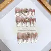 Daiyueda Uñas Portátiles Puras Hechas a Mano Otoño e Invierno Nuevo Diario Medio Dormido Champagne Diamante Elegante Estilo Ojo de Gato Parche de Uñas Artísticas