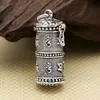 Piedra S925 Plata de Ley Retro Plata Tailandesa para Hombre y Mujer Colgante Caja Mantra de Seis Caracteres Sánscrito Puede Abrir Cosas
