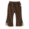 Calça Flare Infantil Outono e Inverno Criança Pequena Levemente Flare Inverno Infantil Cor de Café Veludo Cotelê Casual Calça de Modelagem Solta Calça para Bebê Menina