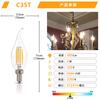 C35 Lámpara LED de Filamento Cola Blanco Cálido Cristal Araña Decoración Sala de Estar Regulable Bombilla Rosca Pequeña Venta al por Mayor