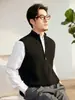 Novo colete de tricô quente de cashmere 100% puro, casual, com zíper e gola alta, moda outono e inverno para homens