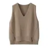 Chaleco 100% Cachemir Puro para Mujer, Fabricante de la Ciudad de Ordos, Mongolia Interior, Chaleco de Lana sin Mangas, Chaleco de Punto con Cuello en V