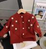 Novo Cardigan de Tricô Infantil para Menina Outono e Inverno Casaco Suéter Bordado Estiloso Moderno Top de Tricô Versátil Tendência