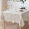 Mantel de Algodón y Lino Impermeable y a Prueba de Aceite, Mantel de Color Sólido Lavable para Mesa de Comedor, Mantel Rectangular con Borlas para Restaurante y Mesa de Café, Impermeable y Duradero