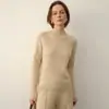 100% Cachemira Pura para Mujer de Cuello Alto Medio con Textura de Punto Moda Casual Tejido de Cachemira Holgado Sencillo Versátil