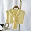 Xale de ombro com ar condicionado para primavera e outono, peça externa, camisa de celebridade da internet, verão, tricô de lã com nó, com lenço de saia para mulheres