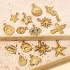 Concha chapada en oro al vacío cruz acero titanio diy colgante pequeño femenino caballito de mar estrella acero inoxidable joyería pulsera colgante