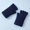 Guantes de estudiante para hombre otoño e invierno a prueba de frío cálidos de lana tejida sin dedos medio dedo ciclismo conducción guantes gruesos de medio dedo