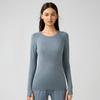 Entrega de una pieza nueva camiseta deportiva de manga larga con cuello redondo para mujer, top de fitness para correr, top ajustado, transpirable, de manga larga para yoga